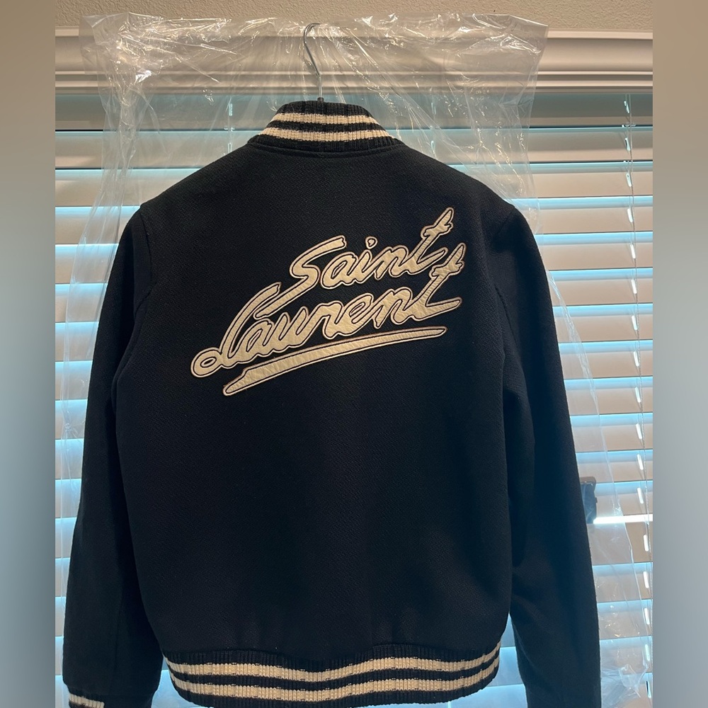 SAINT LAURENT - Teddy Leather-Trimmed Virgin
Wool-Blend Bomber Jacket - Black